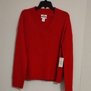 Jason Wu Red V-Neck Sweater